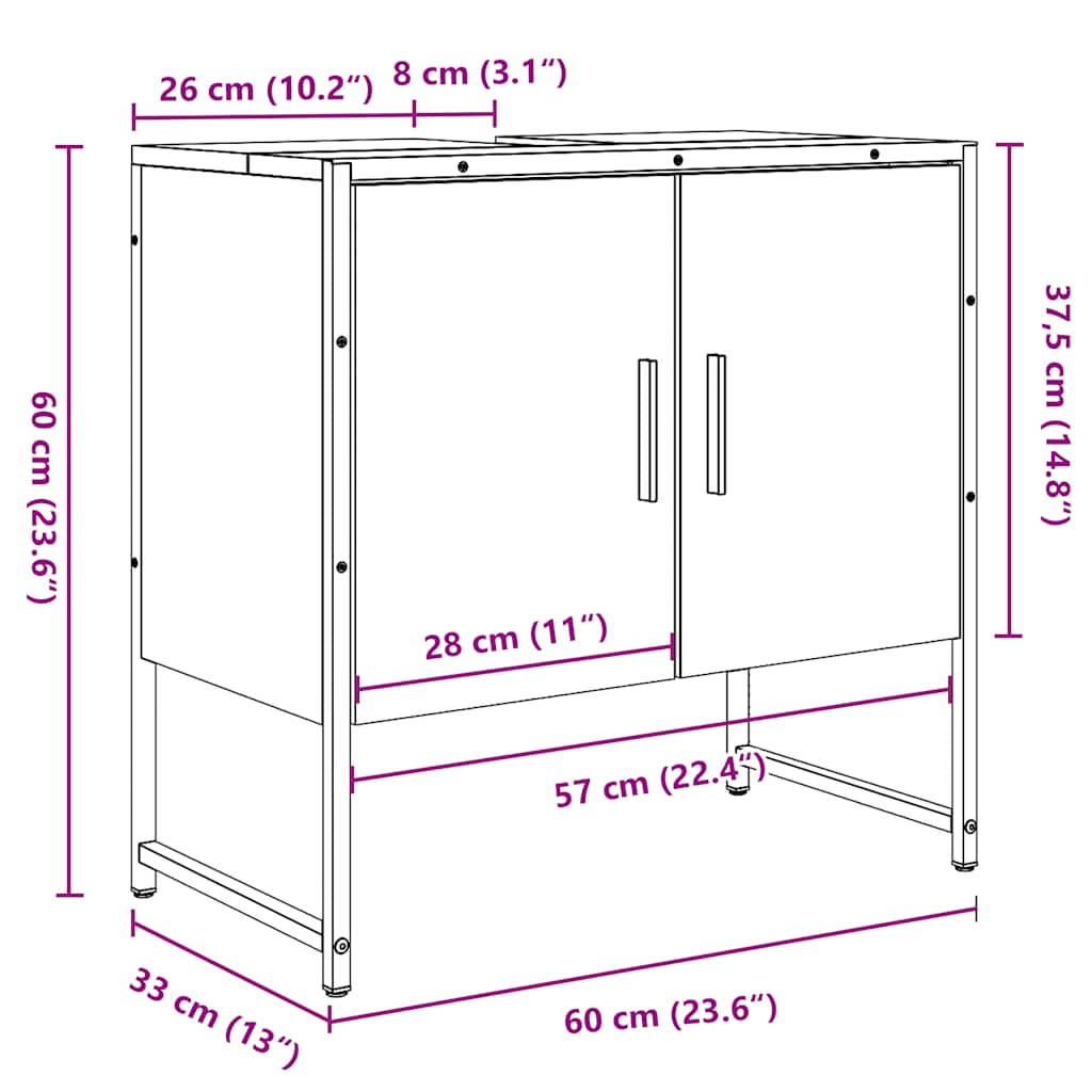 Armario para lavabo de baño madera ingeniería envejecida