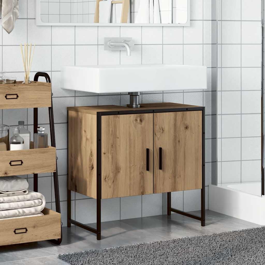 Mueble de lavabo de baño madera roble artisan 60x33x60 cm