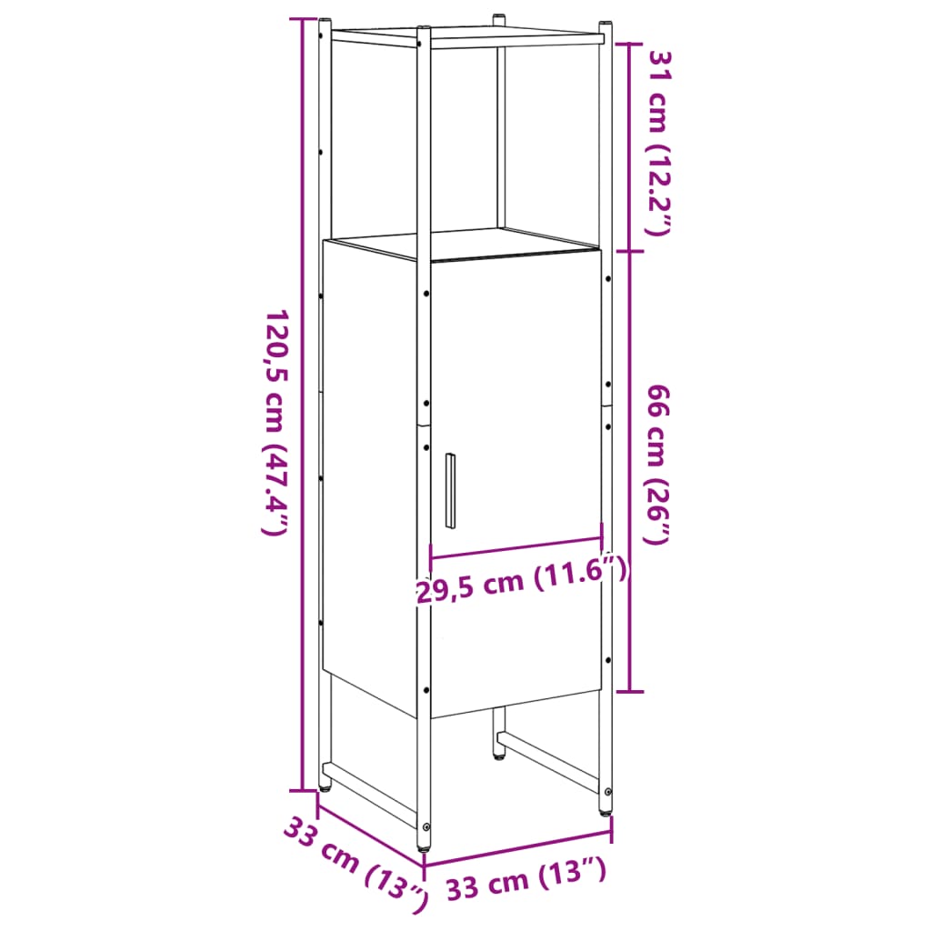 Armario de baño madera de ingeniería envejecida 33x33x120,5 cm