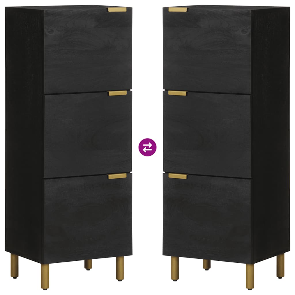 Aparador alto de madera de ingeniería negro 40x33x110 cm
