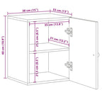 Solid wood wall-mounted bathroom cabinet with black handle 38x33x48cm