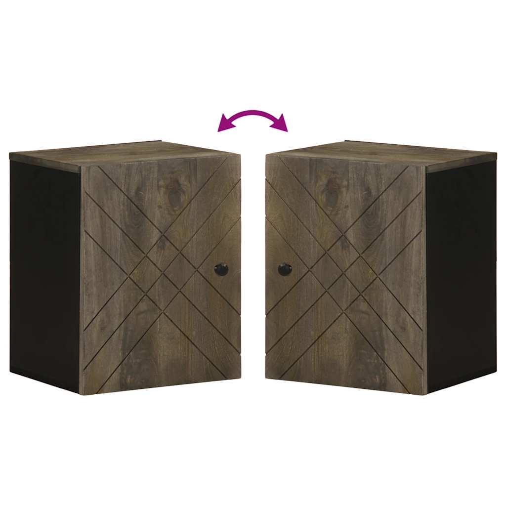Solid wood wall-mounted bathroom cabinet with black handle 38x33x48cm