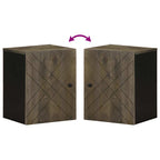 Solid wood wall-mounted bathroom cabinet with black handle 38x33x48cm