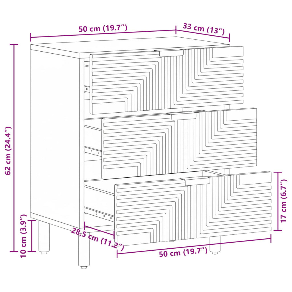 Mueble cama Marrón 50 x 33 x 62 cm Madera de Acacia Sólida