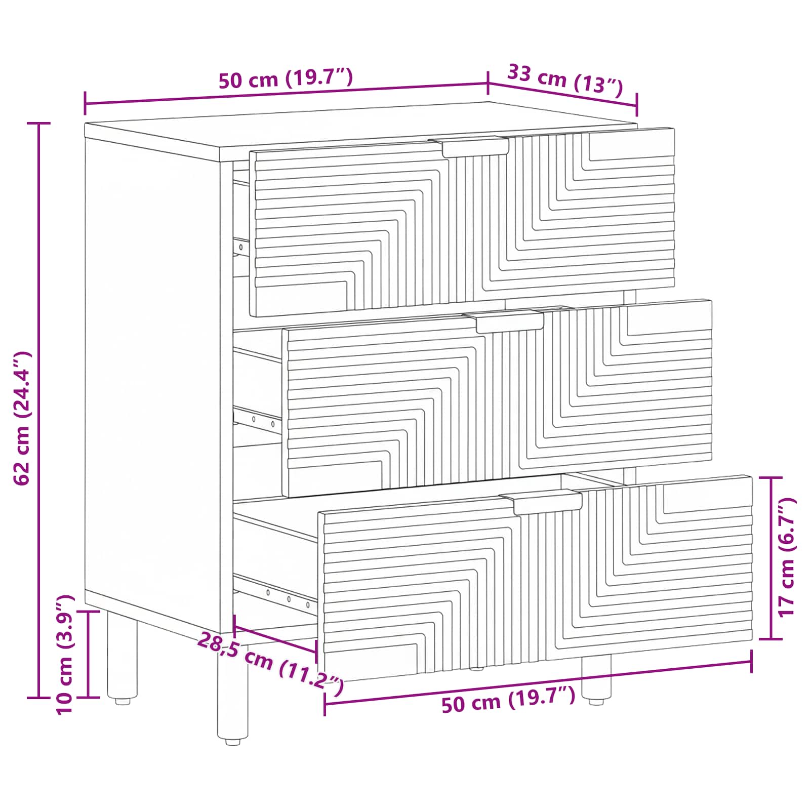 Mueble cama Marrón 50 x 33 x 62 cm Madera de Acacia Sólida