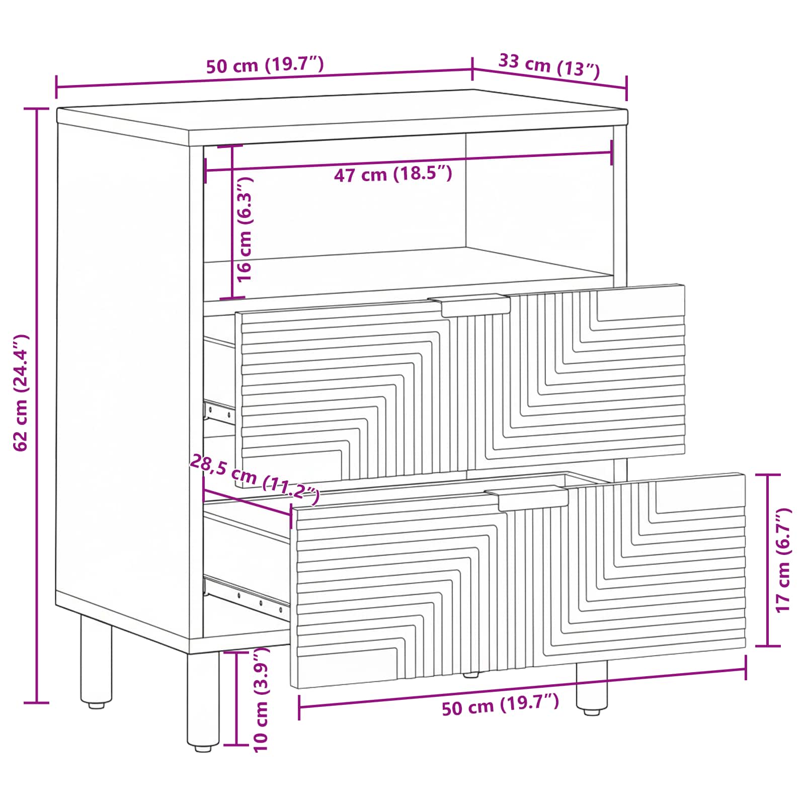Mueble cama Marrón 50 x 33 x 62 cm Madera de Acacia Sólida