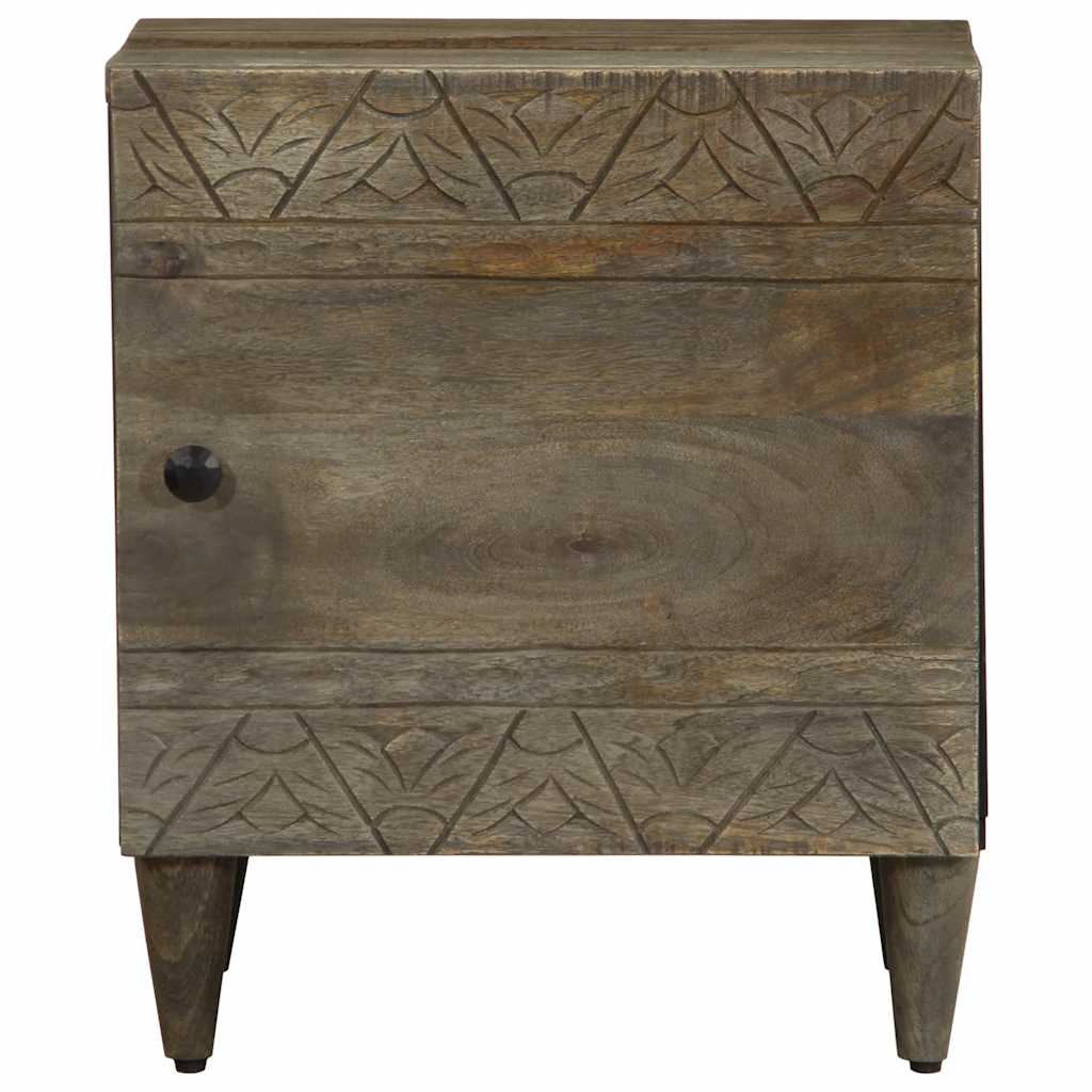 Mesitas noche 2 uds madera maciza mango gris claro 40x33x46 cm