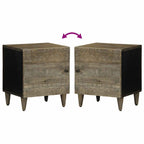 Mesitas noche 2 uds madera maciza mango gris claro 40x33x46 cm