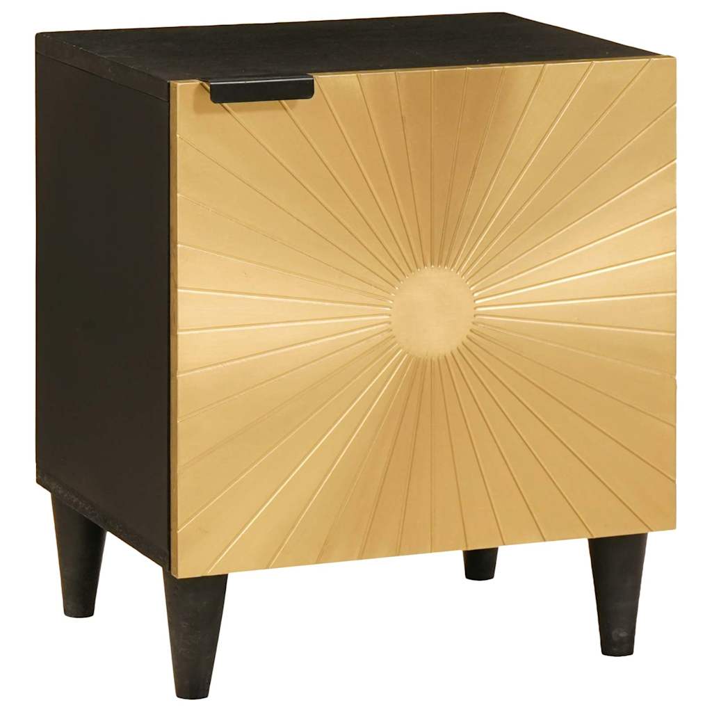 Mesa de noche 2 pcs Negro y dorado 40 x 33 x 46 cm