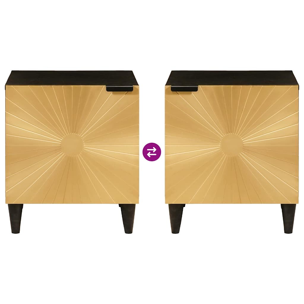 Mesa de noche 2 pcs Negro y dorado 40 x 33 x 46 cm