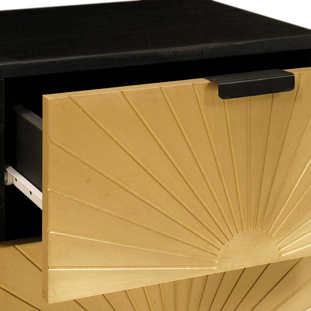 Mesa de noche 2 pcs Negro y dorado 40 x 33 x 46 cm