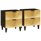 Mesa de noche 2 pcs Negro y dorado 40 x 33 x 46 cm