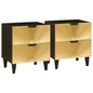 Mesa de noche 2 pcs Negro y dorado 40 x 33 x 46 cm