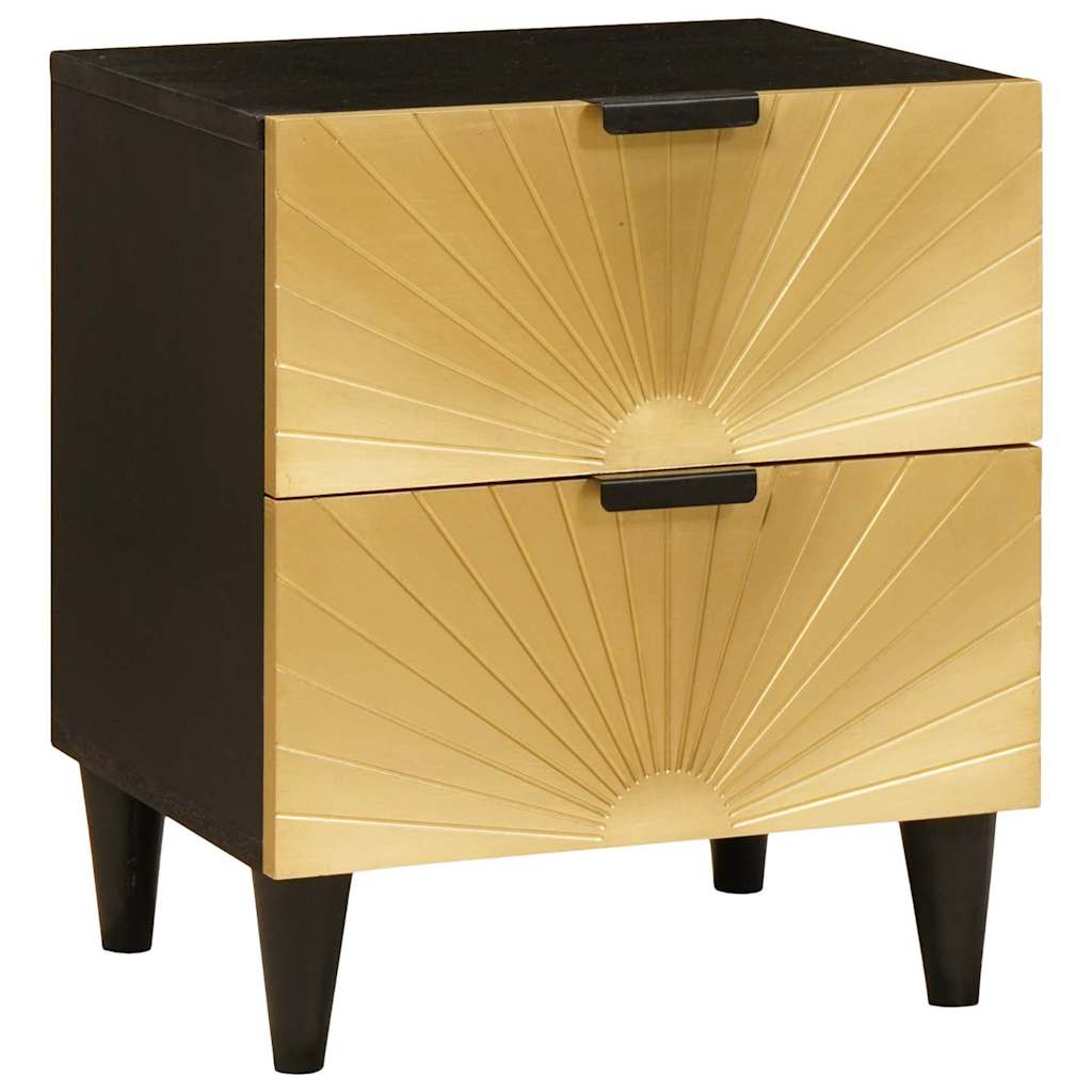 Mesa de noche 2 pcs Negro y dorado 40 x 33 x 46 cm