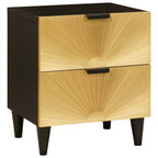 Mesa de noche 2 pcs Negro y dorado 40 x 33 x 46 cm