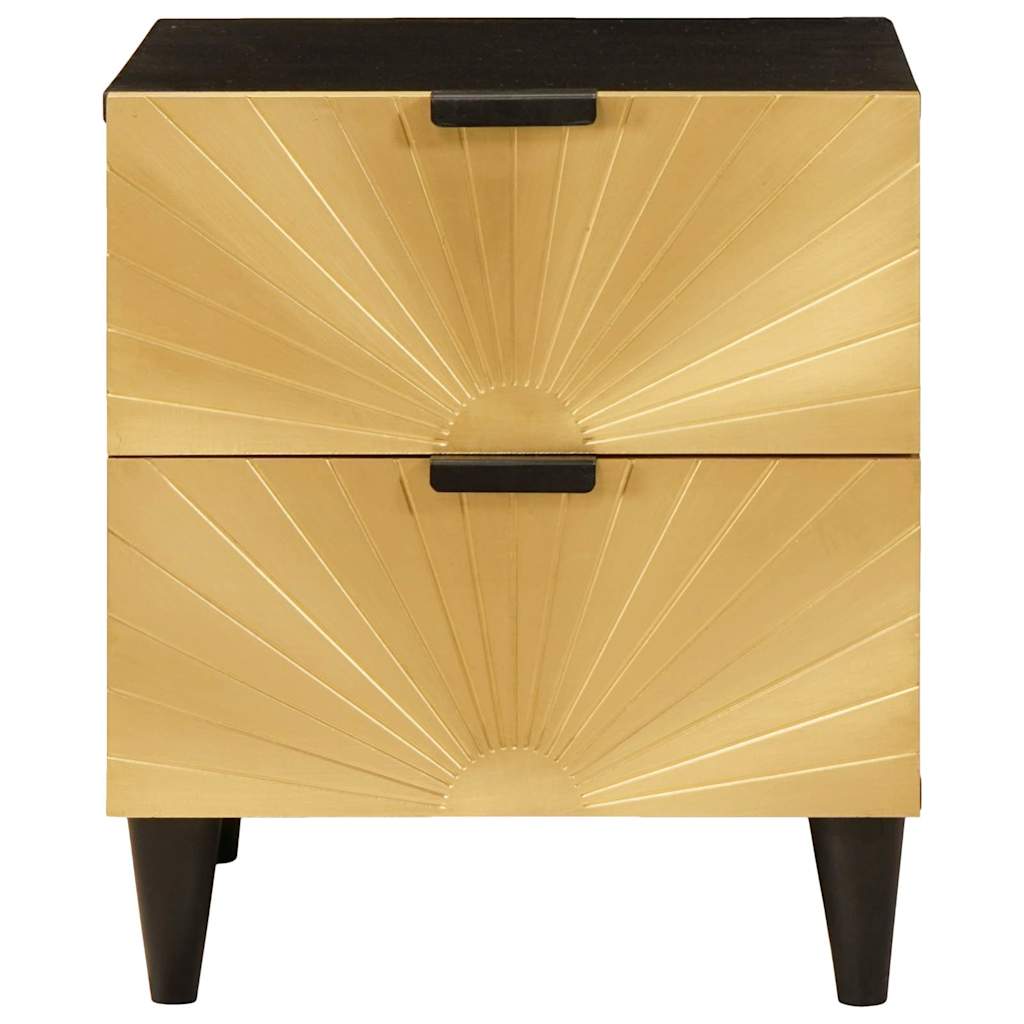 Mesa de noche 2 pcs Negro y dorado 40 x 33 x 46 cm