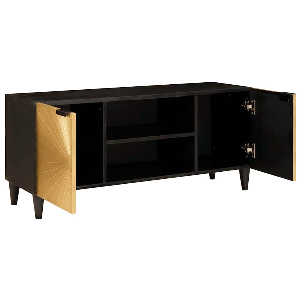 Mueble de TV con estante Negro y dorado 105 x 33 x 46 cm