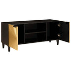 Mueble de TV con estante Negro y dorado 105 x 33 x 46 cm
