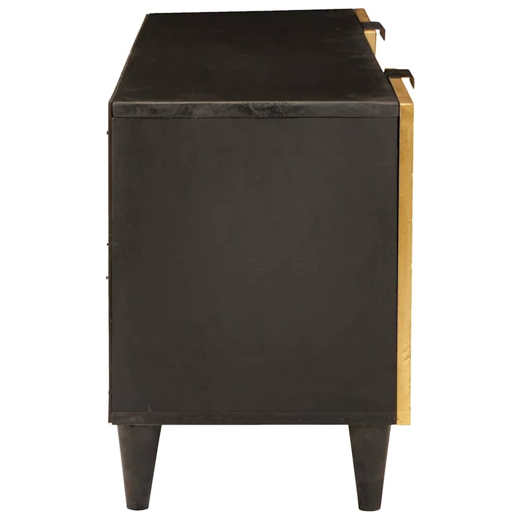 Mueble de TV con estante Negro y dorado 105 x 33 x 46 cm