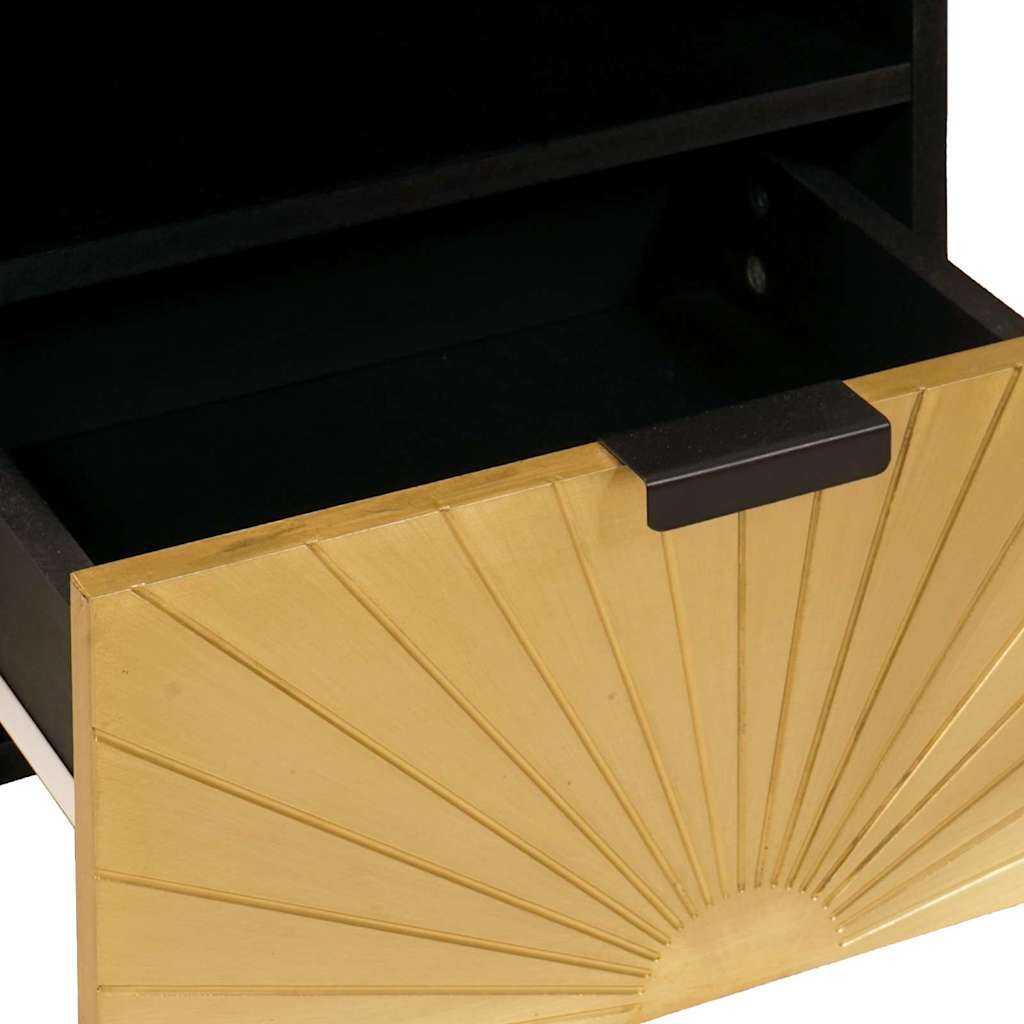 Mueble de TV con cajón Negro y dorado 70 x 33 x 46 cm