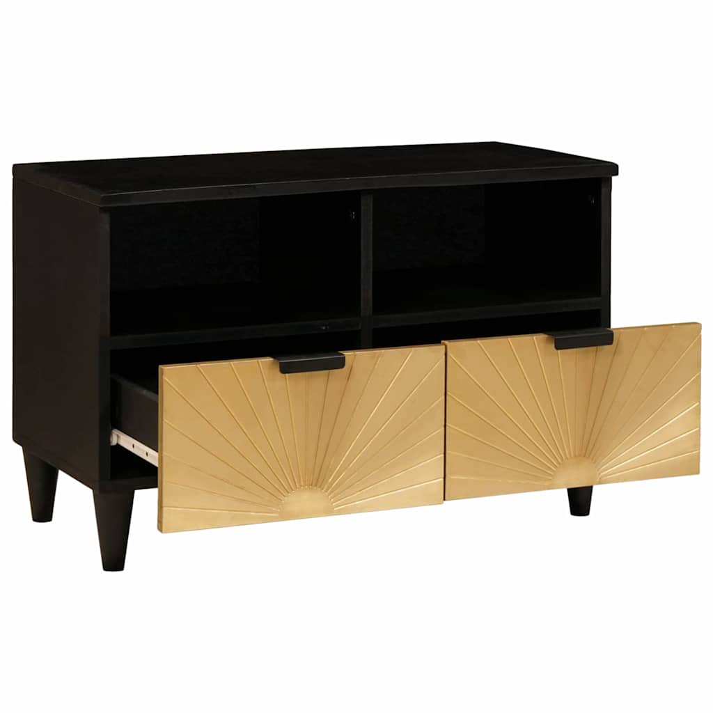 Mueble de TV con cajón Negro y dorado 70 x 33 x 46 cm