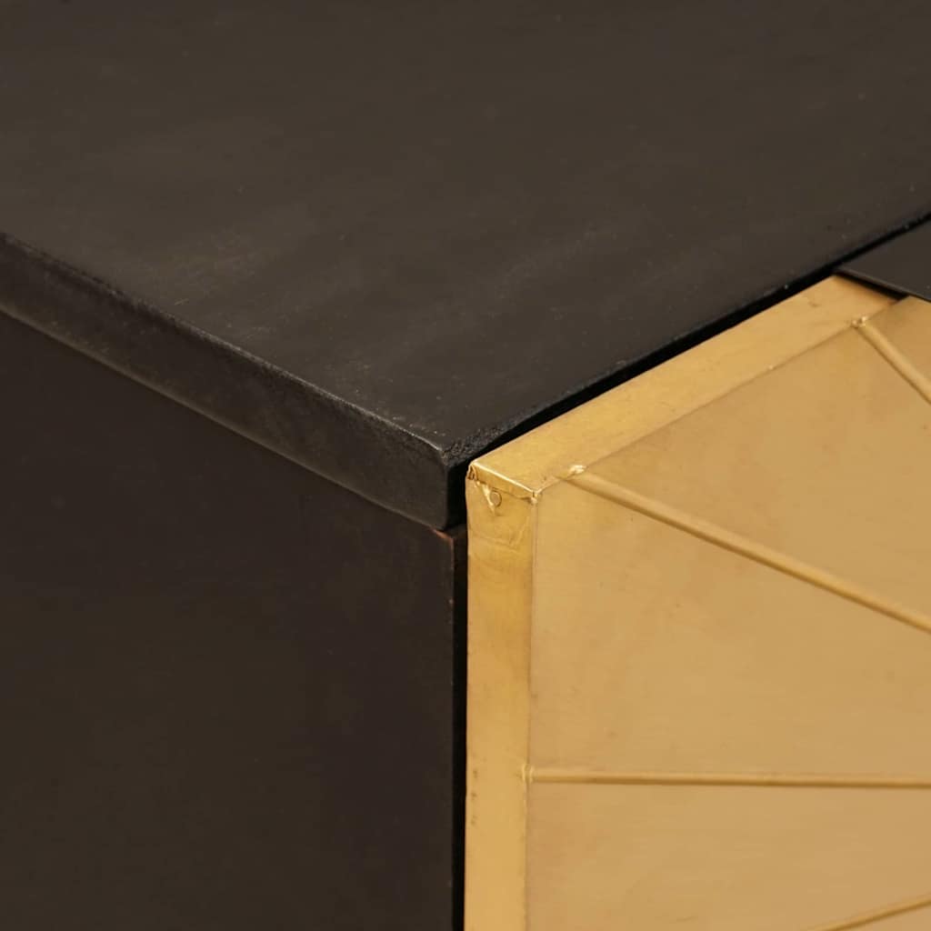 Aparador Negro y dorado 60 x 33 x 75 cm Madera de mango maciza