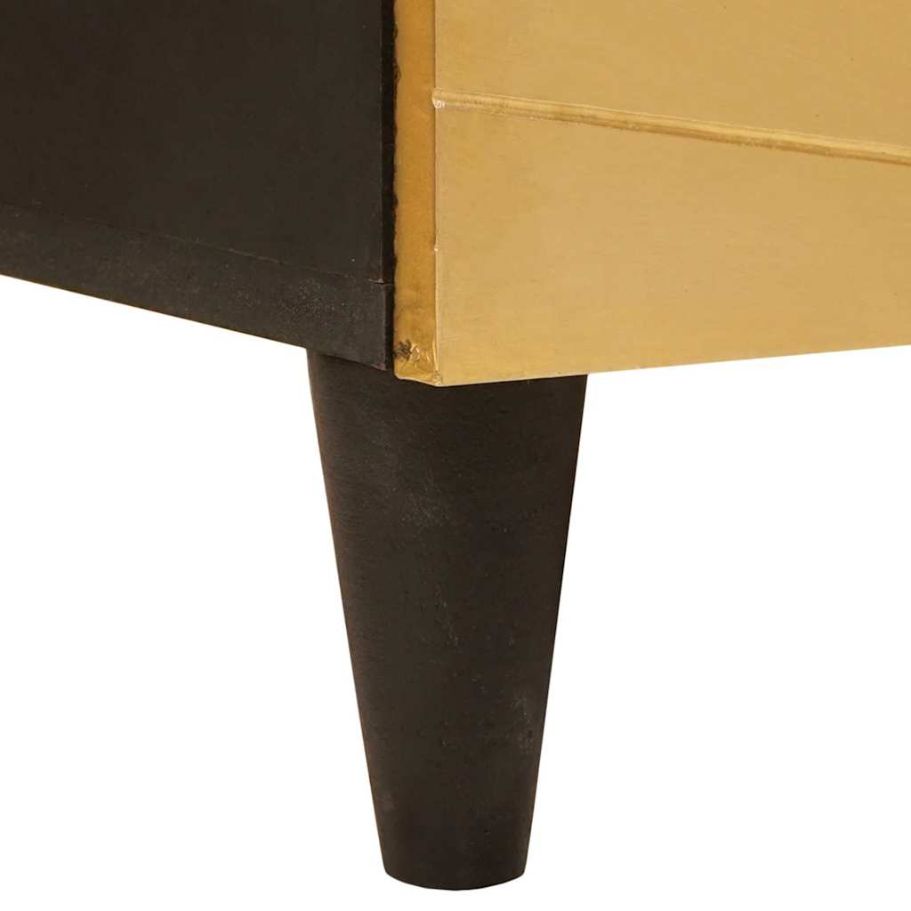 Aparador Negro y dorado 60 x 33 x 75 cm Madera de mango maciza