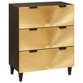 Aparador Negro y dorado 60 x 33 x 75 cm Madera de mango maciza