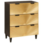 Aparador Negro y dorado 60 x 33 x 75 cm Madera de mango maciza