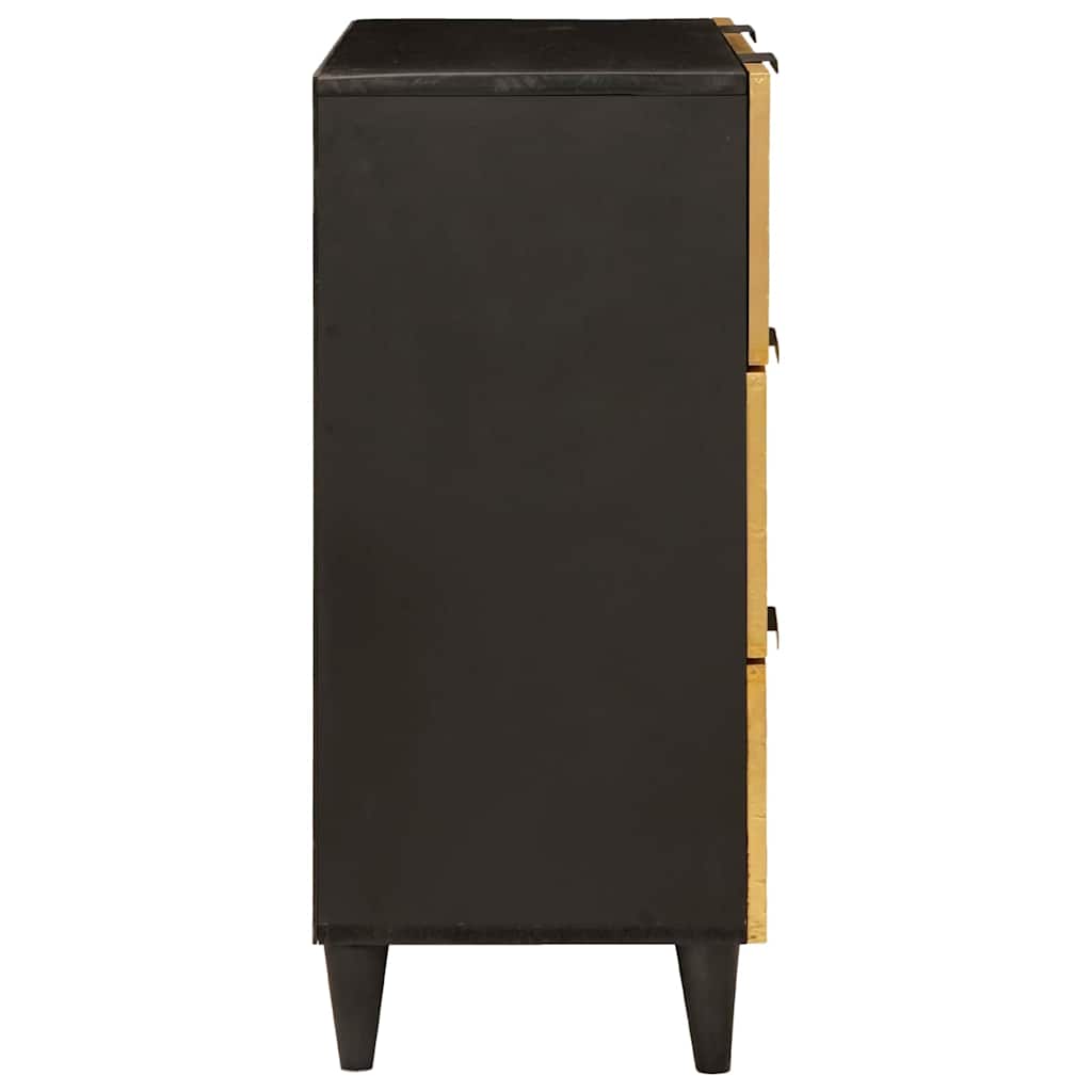 Aparador Negro y dorado 60 x 33 x 75 cm Madera de mango maciza