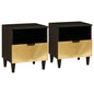 Mesa de noche 2 pcs Negro y dorado 40 x 33 x 46 cm