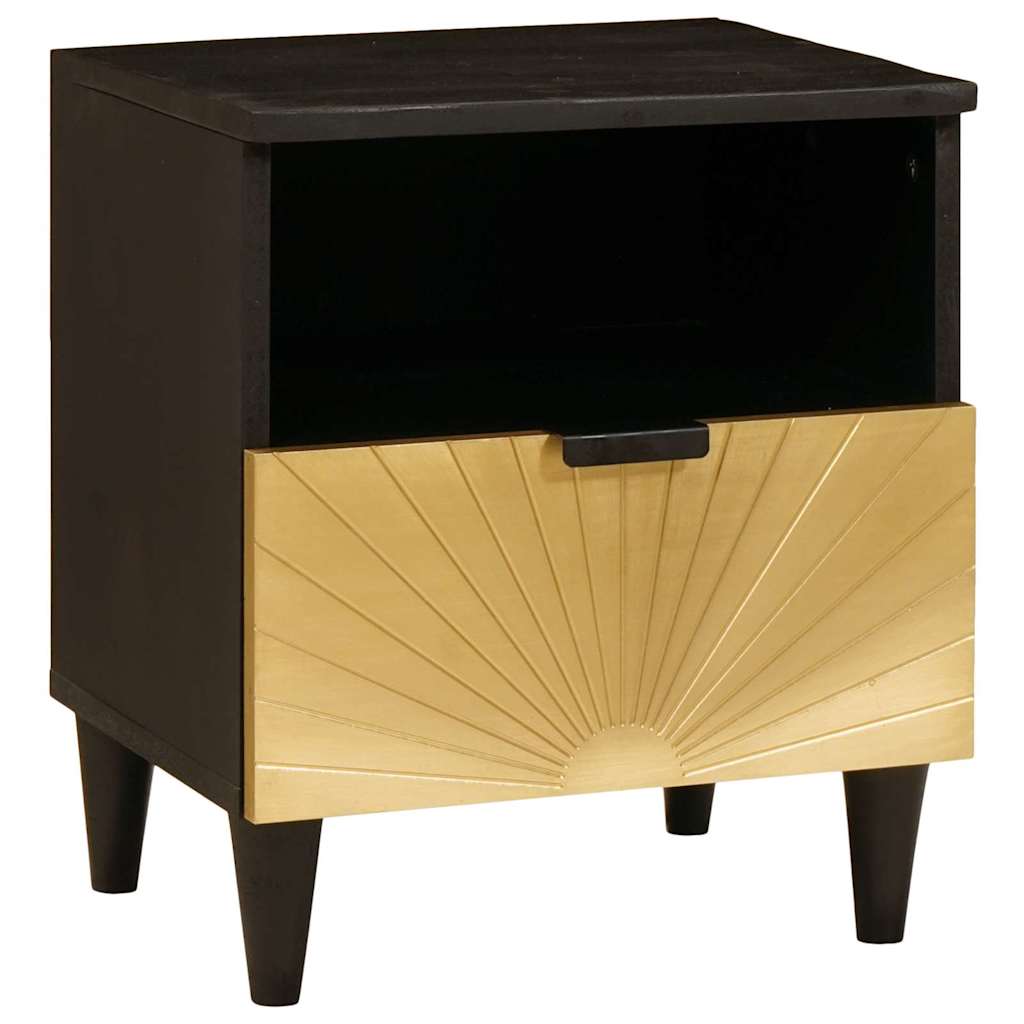Mesa de noche 2 pcs Negro y dorado 40 x 33 x 46 cm