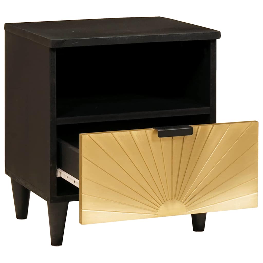 Mesa de noche 2 pcs Negro y dorado 40 x 33 x 46 cm