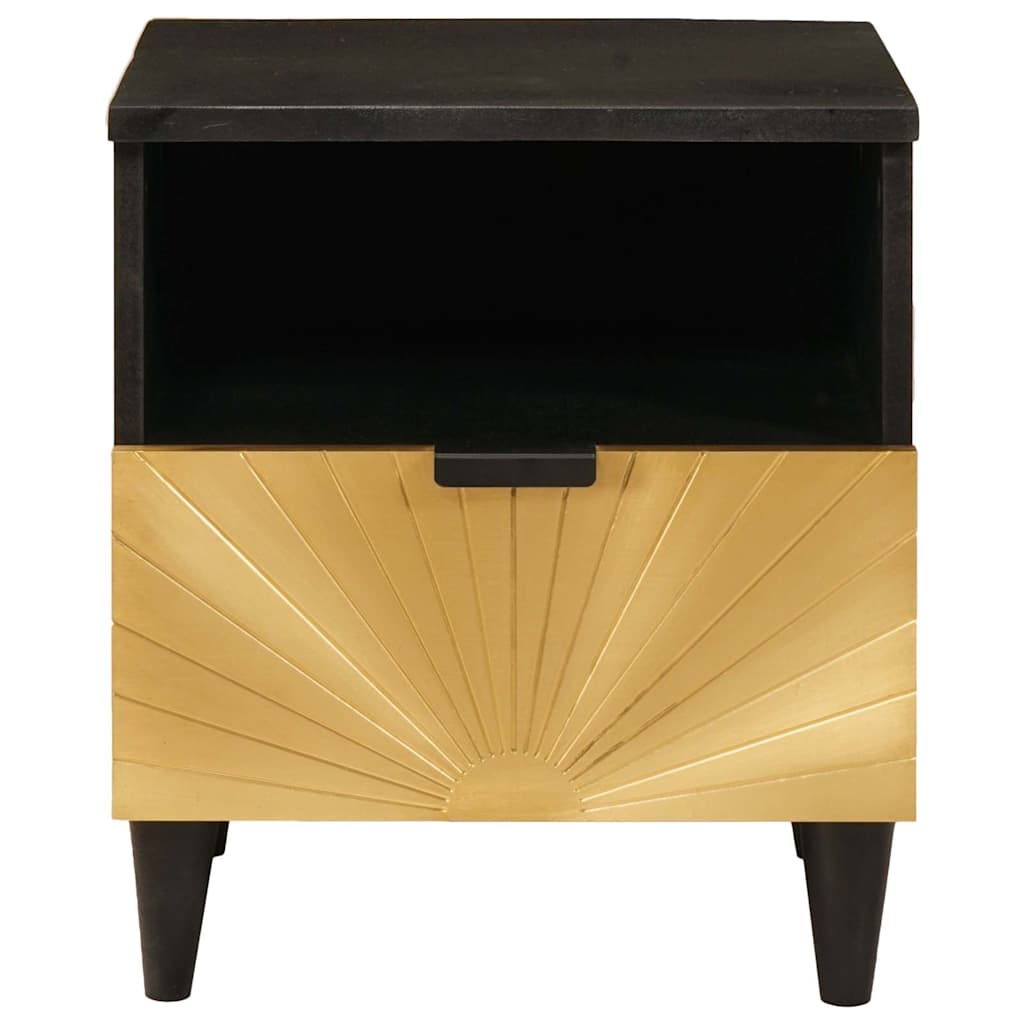 Mesa de noche 2 pcs Negro y dorado 40 x 33 x 46 cm