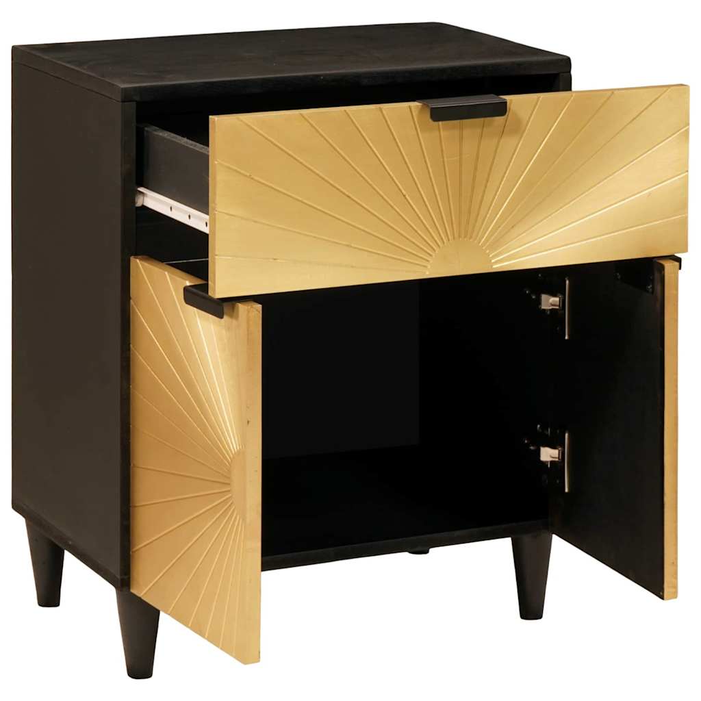 Mesita de Noche Negro y dorado 50 x 33 x 60 cm