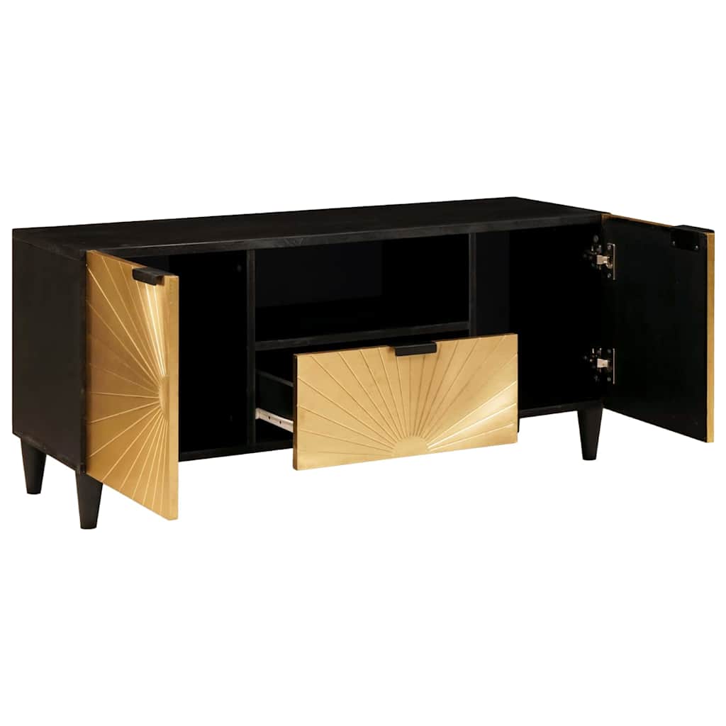 Mueble de TV con cajón Negro y dorado 105 x 33 x 46 cm