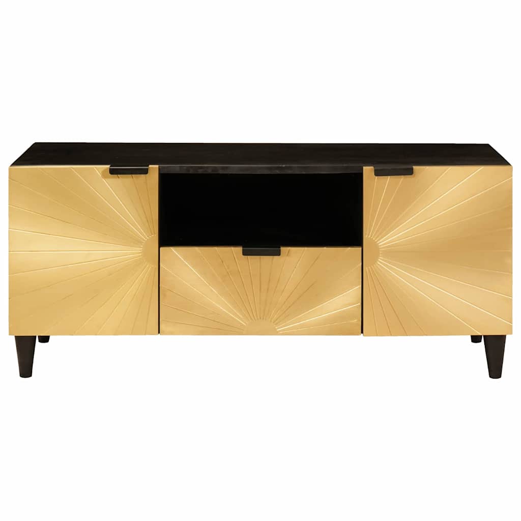 Mueble de TV con cajón Negro y dorado 105 x 33 x 46 cm