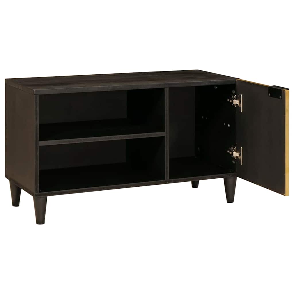 Mueble de TV con estante Negro y dorado 80 x 33 x 46 cm