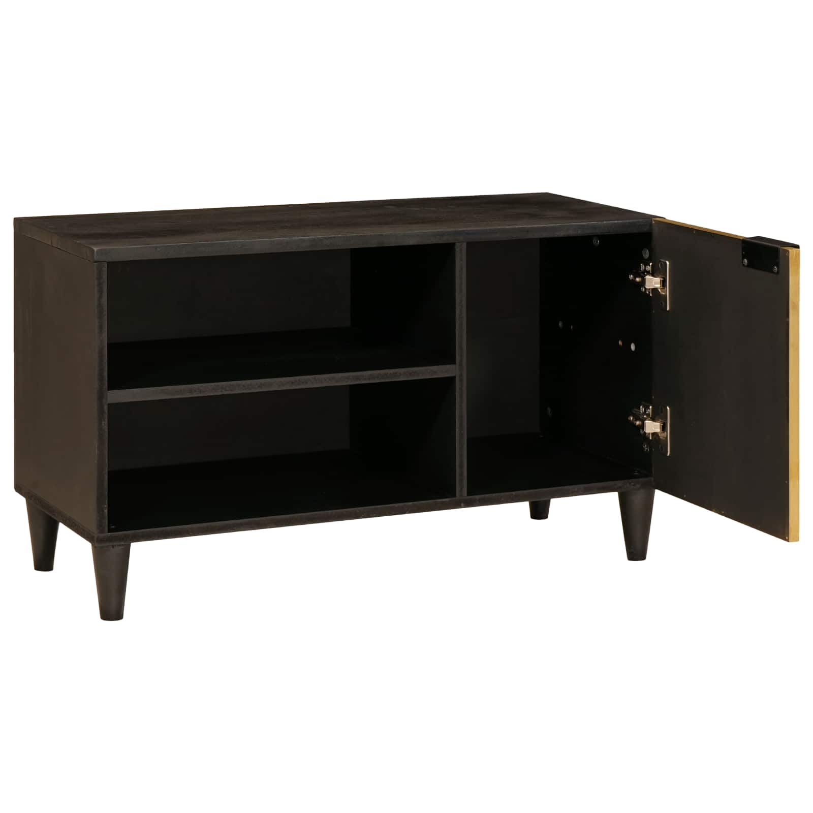 Mueble de TV con estante Negro y dorado 80 x 33 x 46 cm