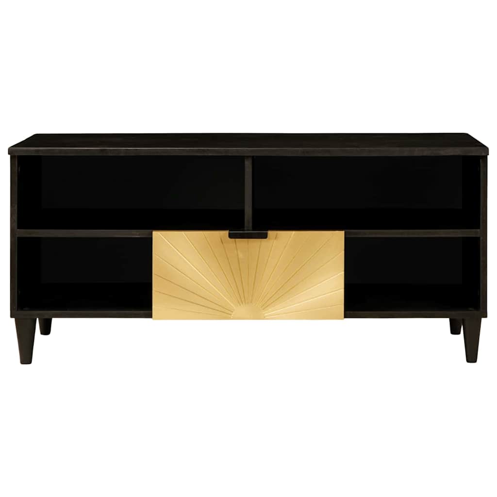 Mueble de TV con cajón Negro y dorado 100 x 33 x 46 cm