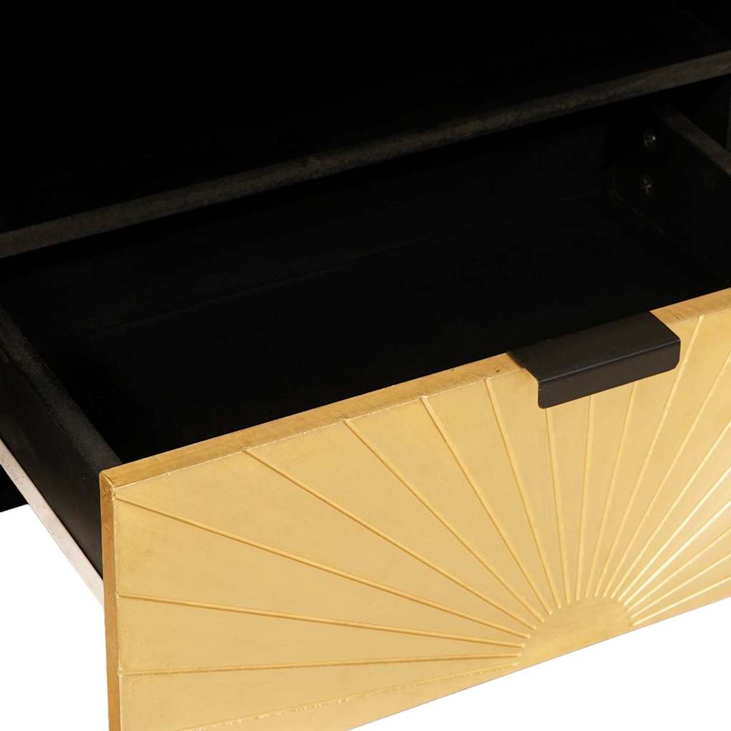 Mueble de TV con cajón Negro y dorado 80 x 33 x 46 cm