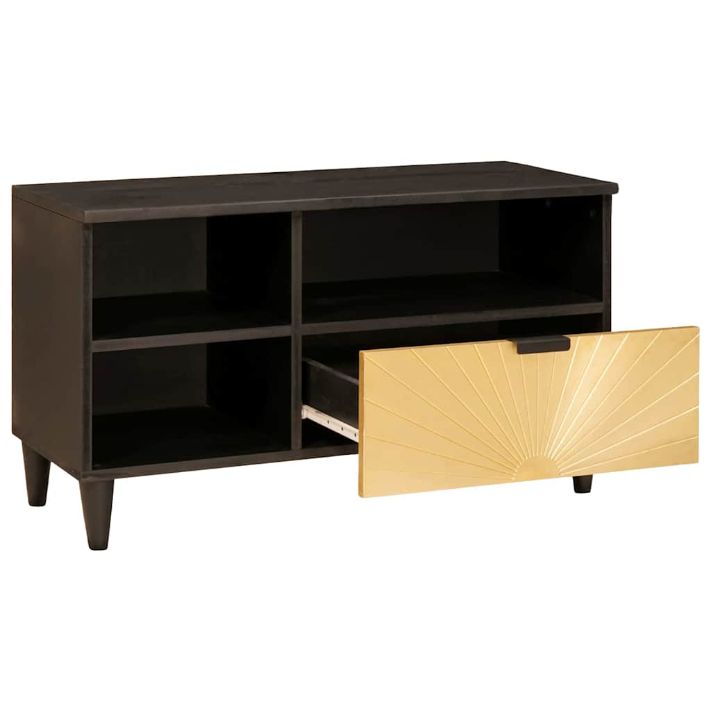 Mueble de TV con cajón Negro y dorado 80 x 33 x 46 cm