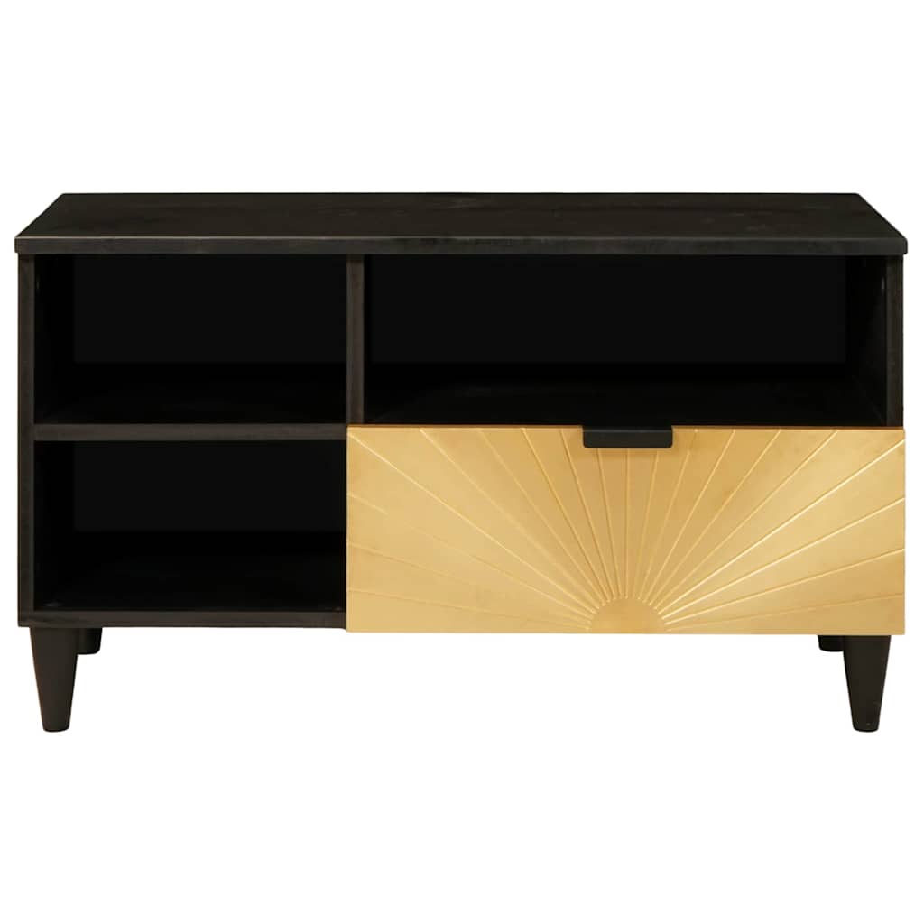Mueble de TV con cajón Negro y dorado 80 x 33 x 46 cm