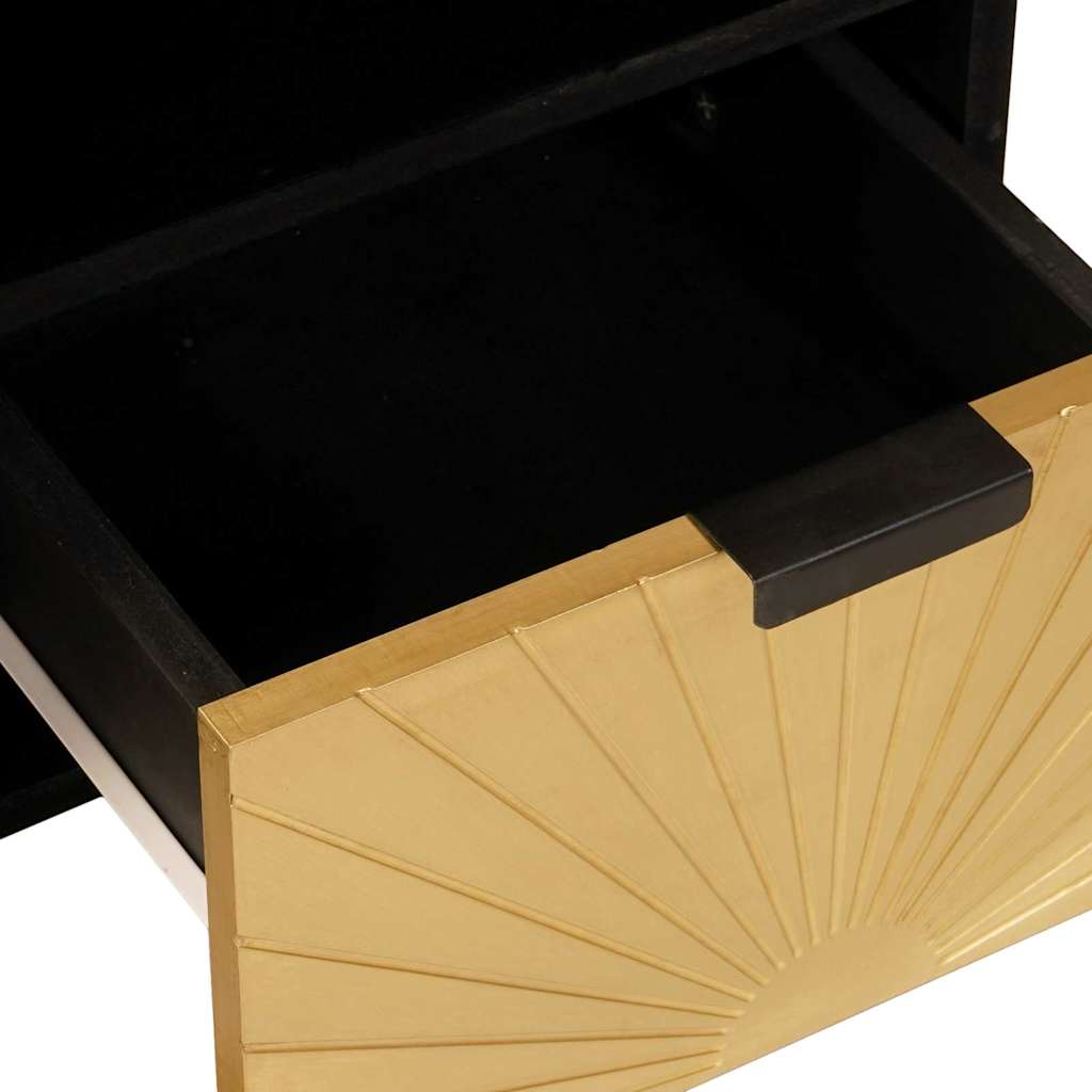 Mueble de TV con cajón Negro y dorado 100 x 33 x 46 cm