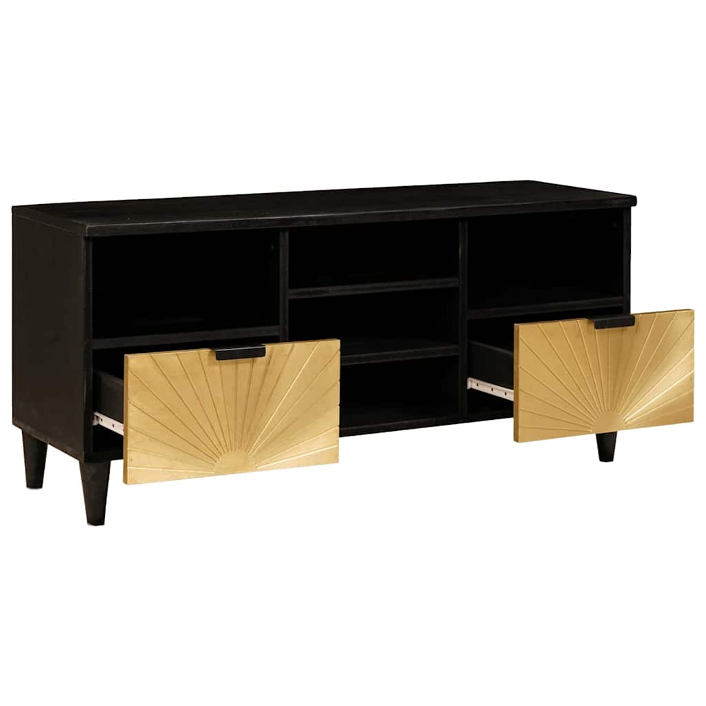 Mueble de TV con cajón Negro y dorado 100 x 33 x 46 cm