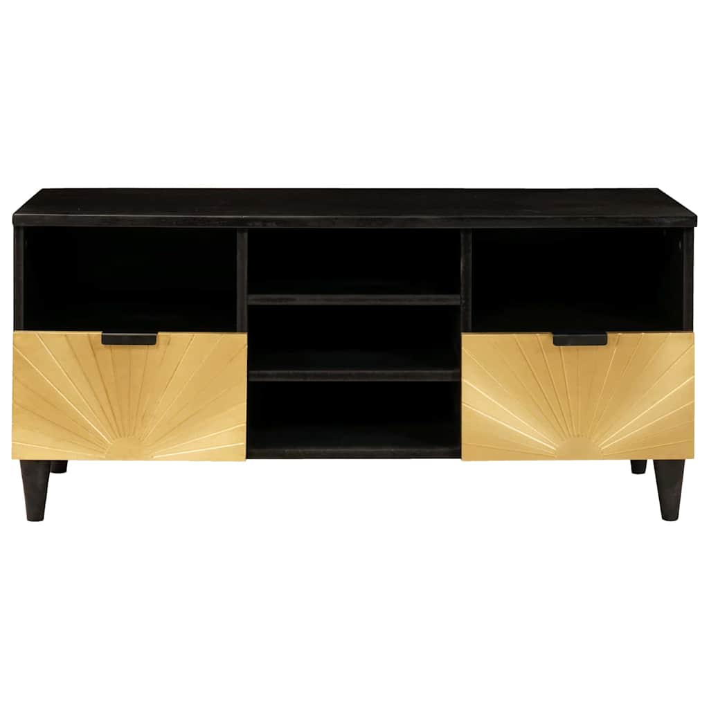 Mueble de TV con cajón Negro y dorado 100 x 33 x 46 cm