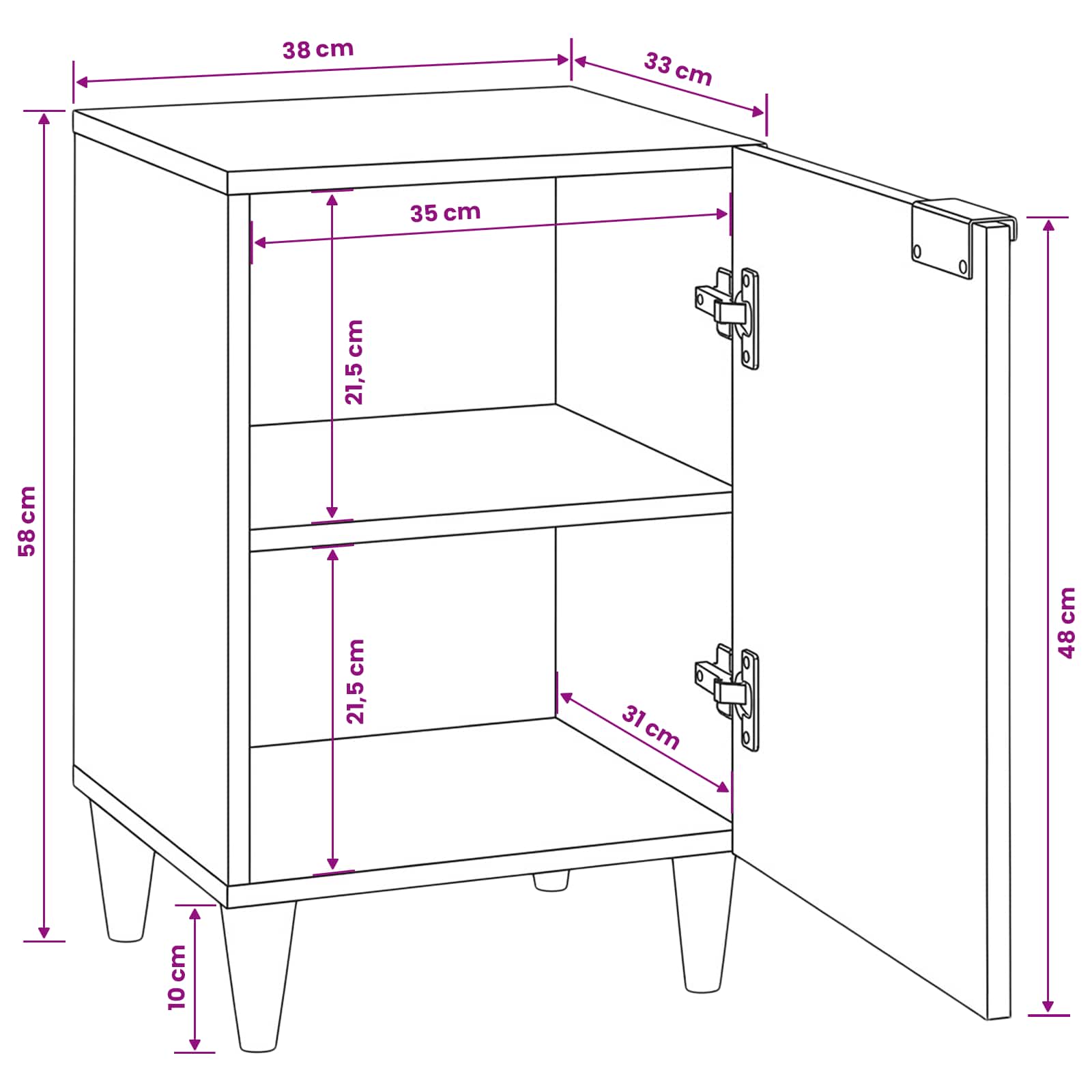 Mueble de Cuarto de Baño Negro y dorado 38 x 33 x 58 cm
