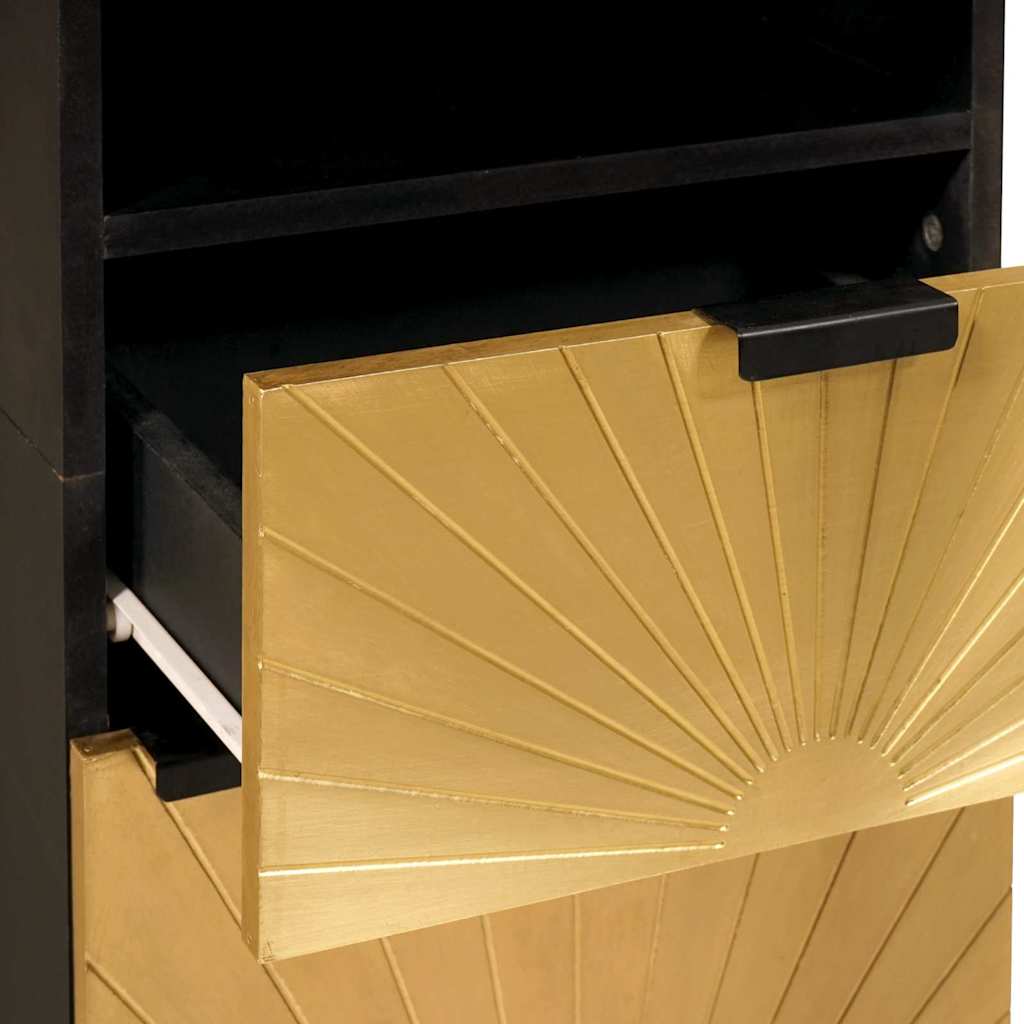 Mueble de Cuarto de Baño Negro y dorado 38 x 33 x 160 cm