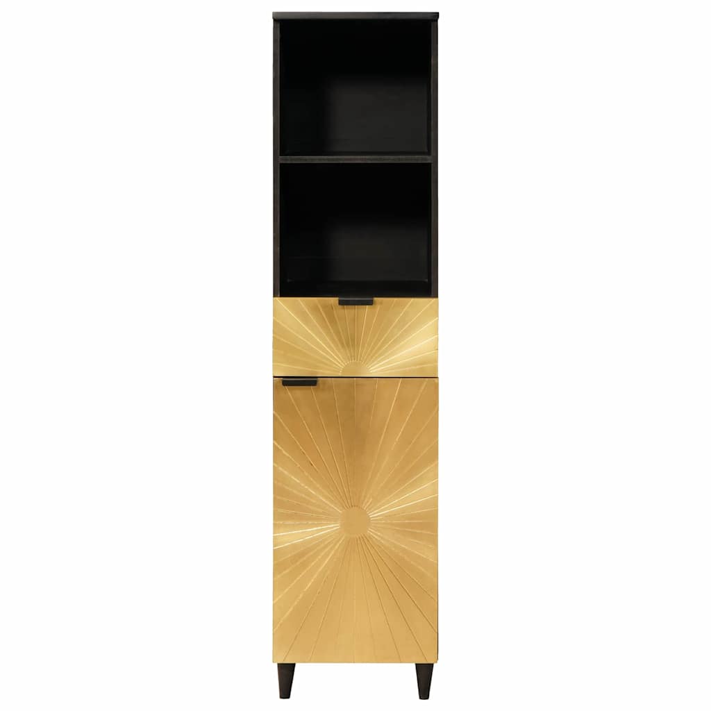 Mueble de Cuarto de Baño Negro y dorado 38 x 33 x 160 cm