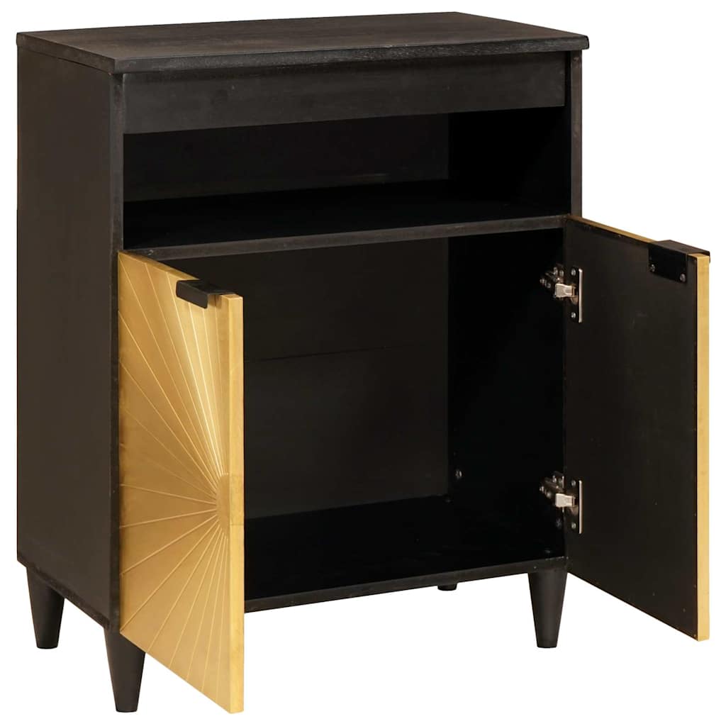 Aparador Negro y dorado 60 x 33 x 75 cm Madera de mango maciza
